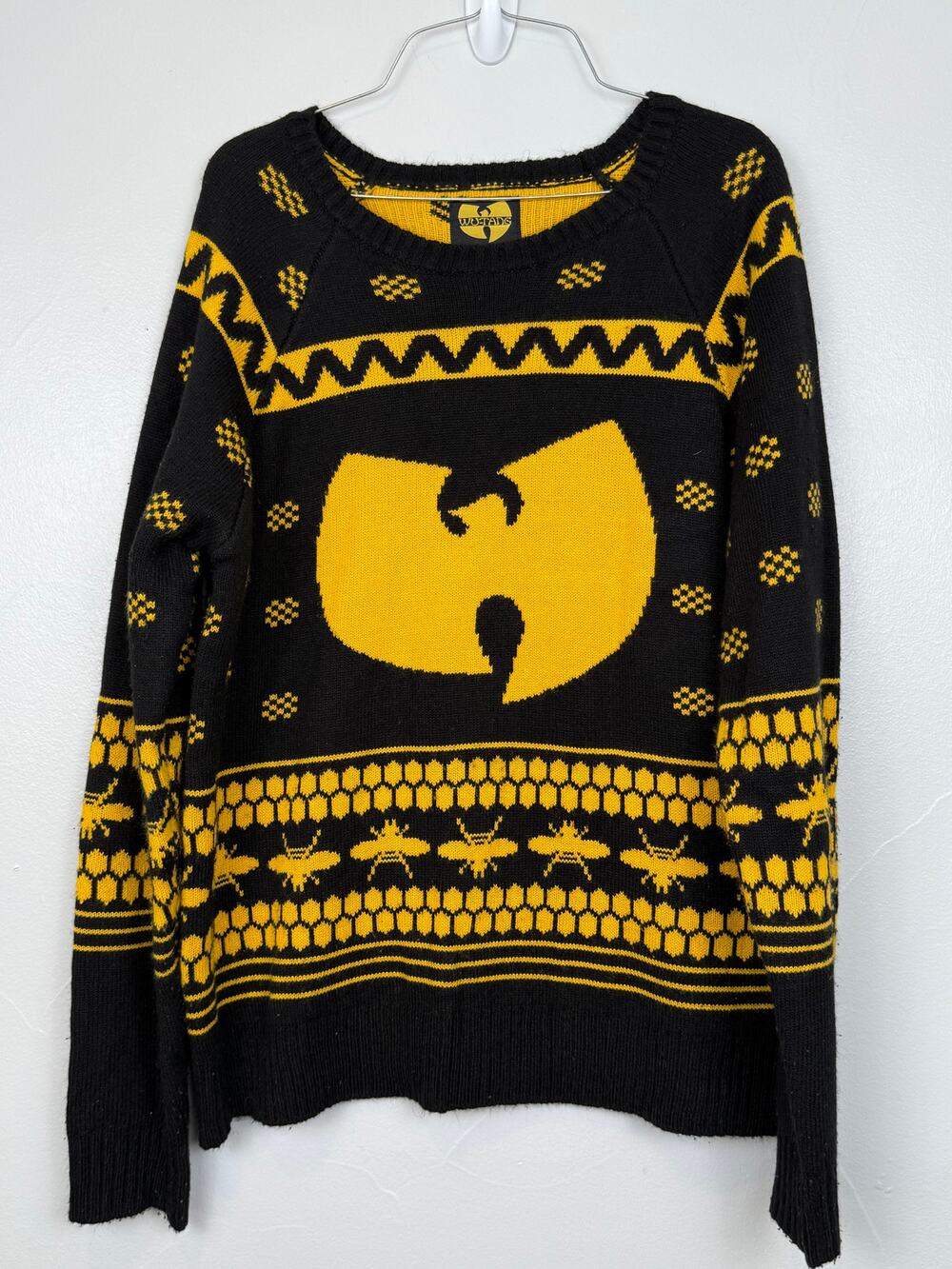 Wu-Tang Clan Sweater Medium Black Yellow Logo Hip Hop Streetwear 2016